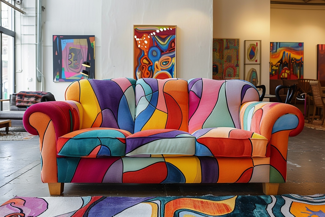 Intérieur de maison ouverte avec harmonie de couleurs de peinture démontrant fluidité chromatique